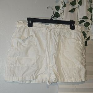 Women's White Drawstring Shorts